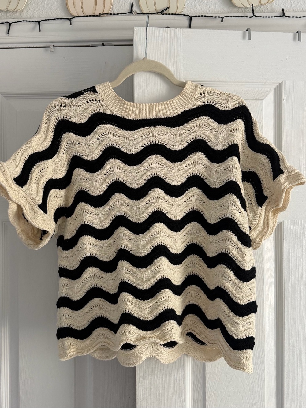 bohme Black & Cream Wavy Stripe Knit Top